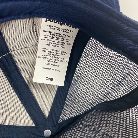 Patagonia Snapback Hat Cap Patch Mesh Organic Cotton Blue - Picture 8 of 8